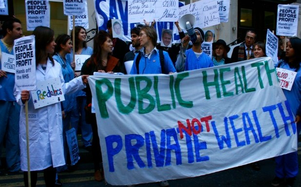 Heath workers protesting for public not private healthcare